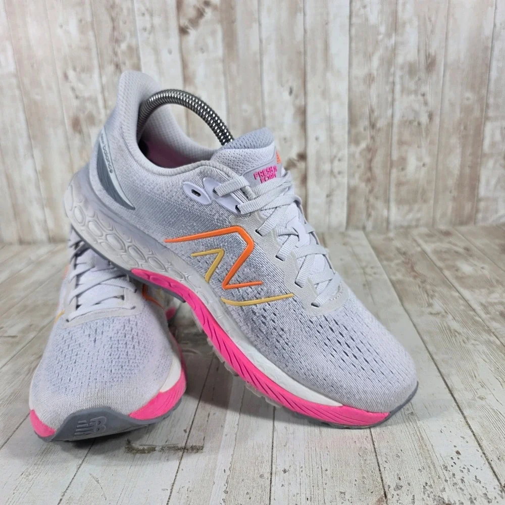 New Balance Fresh Foam 880v12 Womens 10 Running Shoes Grey Pink Orange W880G12